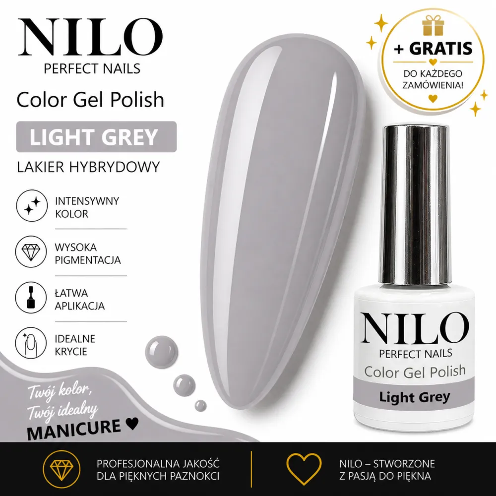 Lakier Hybrydowy Light Grey - NILO no.43